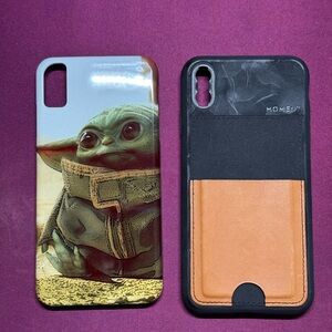 iPhone XS Max Cases: Baby Yoda Phone Case - Black and Brown